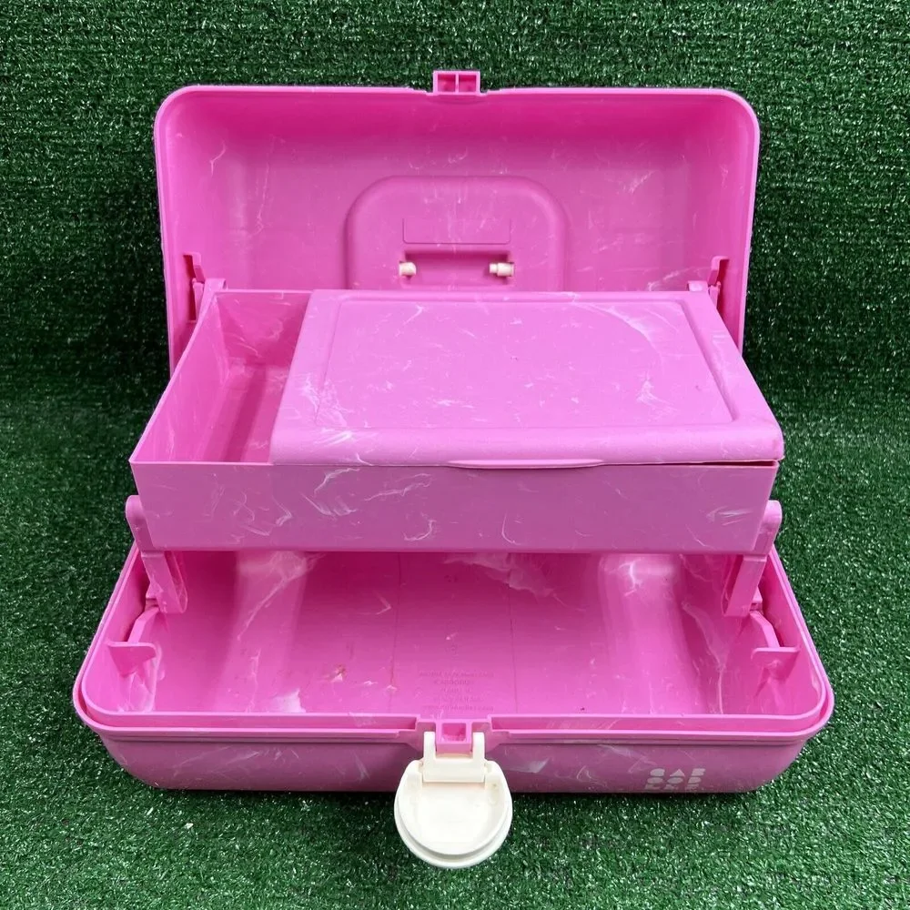 Caboodles of California Light Pastel Pink Swirl Large Makeup‎ Case #5626